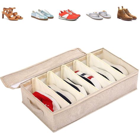 Schuh-Organizer für unter das Bett, 60 x 33 x 14 cm Aufbewahrungstasche für unter das Bett, große Aufbewahrungstasche aus Vliesstoff für unter das Bett (1/5)