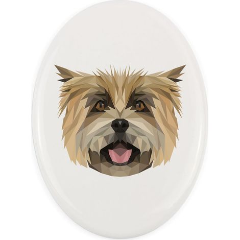 Cairn Terrier - une tuile géométrique avec photo et inscription par Art-Dog (1/4)