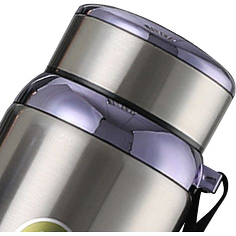 Bouteille isotherme de 1000 ml, bouteille à thé isolée en acier inoxydable à large ouverture avec filtre amovible, adaptée à une utilisation au bureau, couleur acier inoxydable. (1/5)