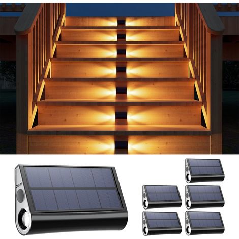 Lampes Solaires d'Escalier Extérieur -Lot de 12 Éclairage Double Face Blanc Chaud, Étanche IP65, Pose avec ou sans Perçage (1/5)