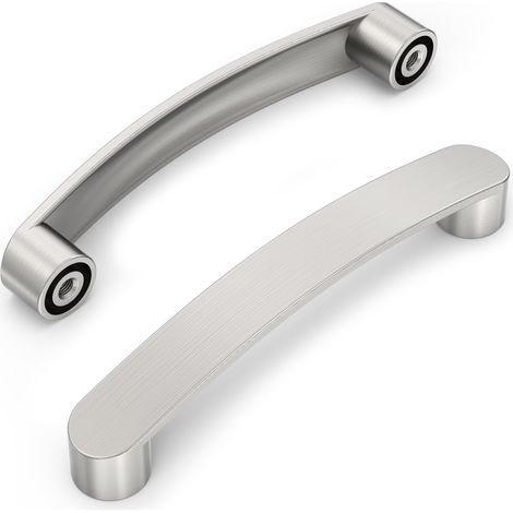 Set mit 10 Möbelgriffen - Lochabstand: 128 mm - Oberfläche: Gebürstetes Nickel-Satin - Für Küchenschränke, Kommoden und Schubladen (1/5)