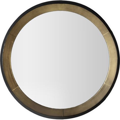 miroir rond métal et bois doré noir design contemporain - doré et noir raffiné (1/2)