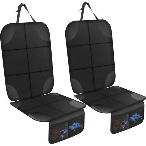 Compatible 2 Piece Car Seat Protector for Children Waterproof and Non-Slip with 2 Storage Pockets for SUV, Sedan, Trunk, Leather and Fabric (1/4)