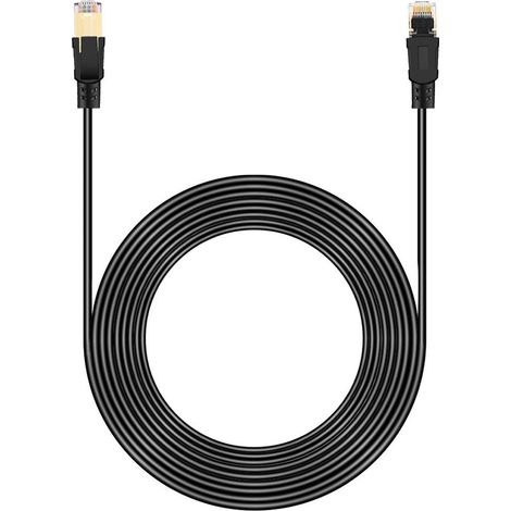 Cable Ethernet Cat 8 - 40 Gbps - 2000 MHz - Blindé F/FTP - Compatible RJ45 - Pour Routeur Switch PC Console - 3 M