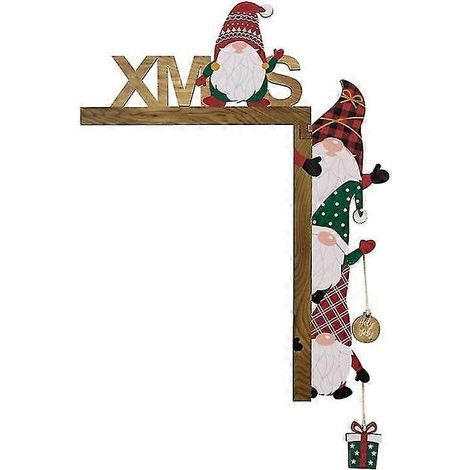 Weihnachtswichtel aus Holz als Türdekoration, festliche und robuste Eckdekoration für Türen und Fenster, einfache Montage, ca. 25 x 15 cm (1/5)