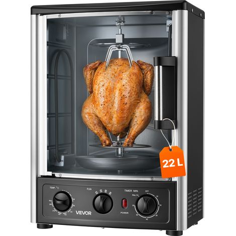 VEVOR Rotissoire Verticale Electrique 22 L, Machine a Kebab de Comptoir, pour Shawarma Restaurant, Minuterie 0-60 min et 0-240 ℃, Gril a Gyros 1500 W, avec Lechefrite et Accessoires a Brochettes