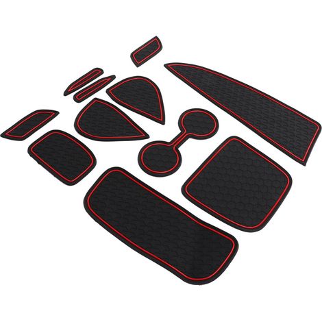 Juego de 11 alfombrillas antideslizantes para el salpicadero (negro/rojo) para Toyota Yaris 2020-2021 (1/3)