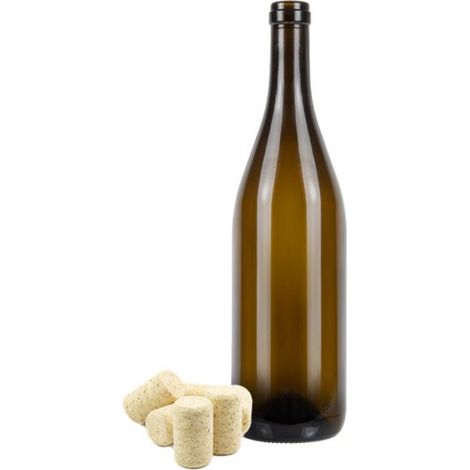 Bouteille Vin - 750 ml - Verre Brun - Bouchon Liège - Hauteur 30 cm - Diamètre Base 7,5 cm - Poids 500 g - 1 Pièce (1/5)