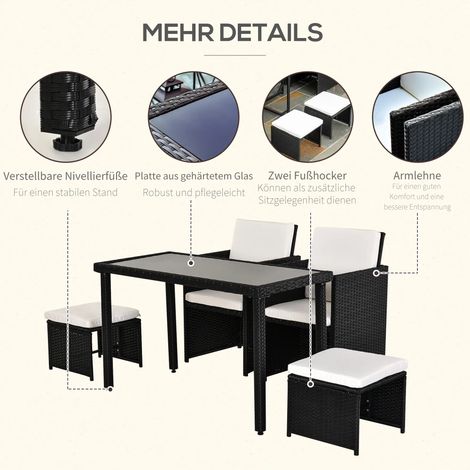 Ensemble de jardin 11 pièces en polyrotin noir avec coussins, salon d'extérieur imperméable et chic pour terrasse et balcon. (1/5)