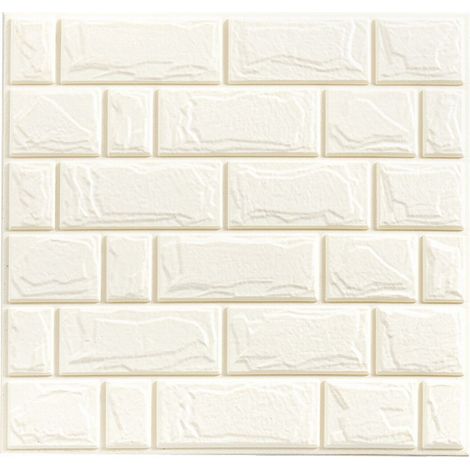 Panneaux De Papier Peint Auto-adhésifs De Mur De Brique De Tuile 3D Moderne Blanc (1/5)