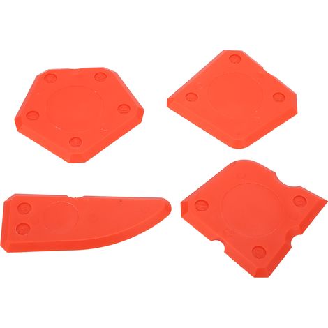 Kit de 4 outils pour calfeutrage : grattoir en silicone pour verre et ciment, pour la finition et l’étanchéité des joints et du mastic (rouge) (1/5)