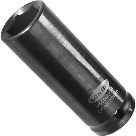VIGOR Douille à cliquet V5550L-19 carré creux 12,5 mm (1/2 pouce) profil hexagonal extérieur 19 (1/4)
