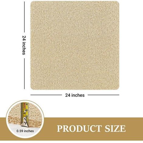 Tapis de bain antidérapant,tapis de douche en caoutchouc 60x60cm, extra doux,anti-moisissure,lavable en machine(beige) (1/5)