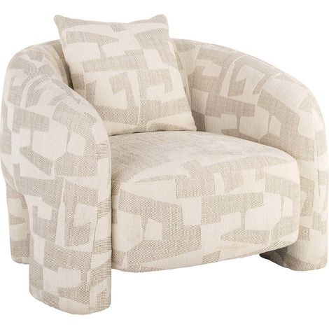 Fauteuil lounge tissu beige graffic confort moderne - Beige graffic clair contemporain (1/5)