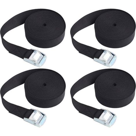 Spanngurte mit Ratsche 4 Stück 3m x 25mm Schwarz für Ladungssicherung