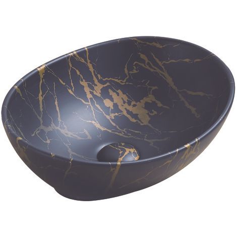 ONDEE ZEN - Vasque à poser HANA - Céramique Marbre noir - Dim : 40,5 x 33 x 14 cm (1/3)