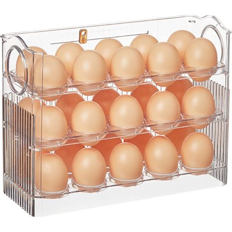 Porte-œufs pour réfrigérateur, bac de rangement pouvant contenir 30 œufs, à fixer sur la porte du réfrigérateur (Clear) (1/5)