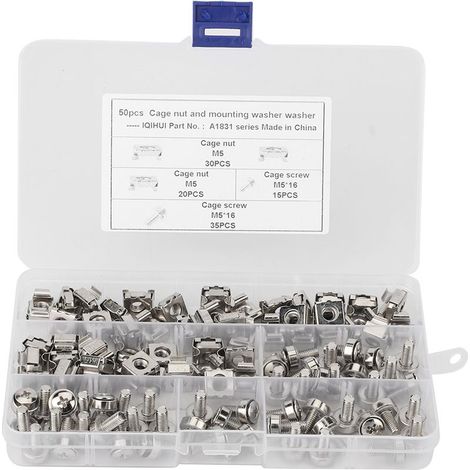 Kit de montage avec écrous cage M5 et vis M5x16 pour cadre à trous carrés de véhicule (1/5)