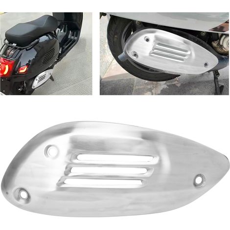 Cache de protection pour pot d'échappement de moto pour modèles modifiés en acier inoxydable, y compris VESPA GTS 125 250 300 GTV GTE 2013-2021 (argent). (1/5)