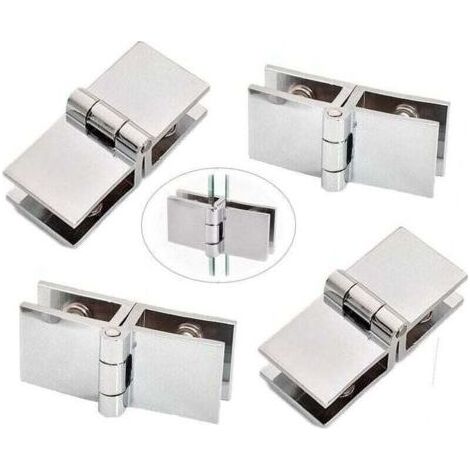 Charnire Verre 180 Degrs, 4 Pices Charnire Porte Verre Alliage Zinc, Charnire Serrage Porte Verre, Charnire Pince pour Porte Verre, pour Vitrine Verre, Armoire Vin, Porte Salle Bain (1/4)