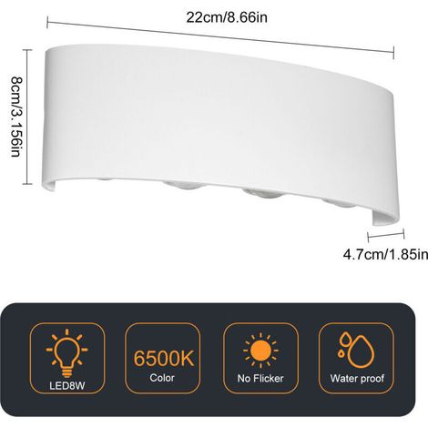 Neoglint moderne mur LED appliques 8W haut vers le bas lampe luminaire blanc froid pour couloir couloir salon chambre (1/4)