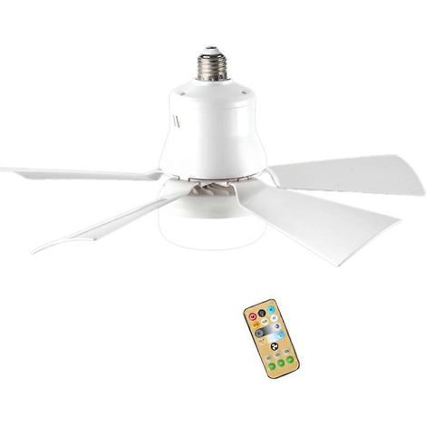 Ventilateur de plafond avec éclairage et télécommande (portée 5 m), culot E27, 3 vitesses, intensité variable, LED, tension 85-265 V, 40 W