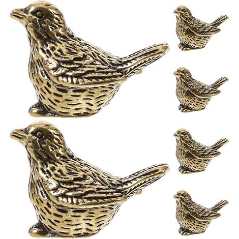 6 Stück Vogel Schreibtischdekoration aus Messing mit Vintage