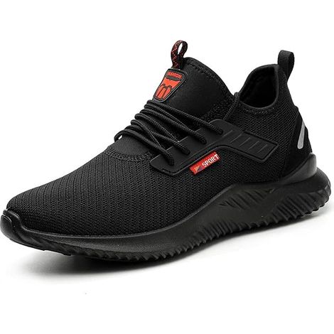 Zapatos de seguridad, zapatillas de seguridad, zapatos de seguridad para hombre, zapatillas de deporte con punta de acero para mujer, zapatos de trabajo de protección industrial, negro UE 39-RAPANDA