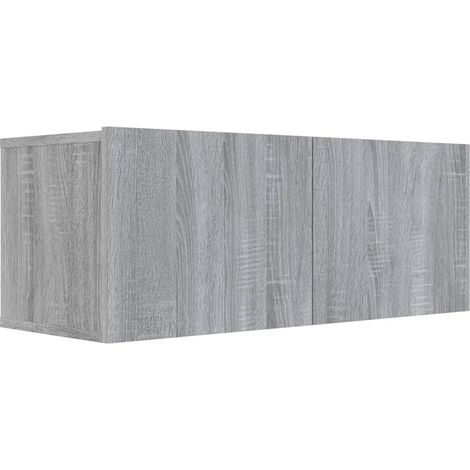 Meuble TV multimédia étagère télévision buffet téléviseur salle à manger salon chambre sonoma 80 x 30 x 30 cm bois d'ingénierie gris (1/5)