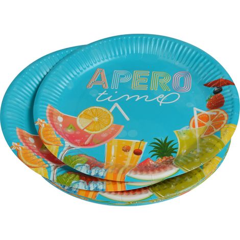 Set de 10 assiettes en carton 18 cm Apero times (1/2)