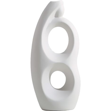 Vase blanc créatif haut de gamme avec fleurs séchées abstraites légères et fraîches aquatiques pour décoration TV bureau showroom (1/5)