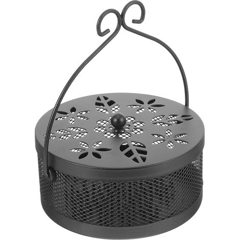 Support de Bobine Moustique en Fer Noir Couvercle Creux, Résistant à l'usure et Anti-brûlure, Poignée Incurvée Antidérapante pour Usage Intérieur Sécurisé (1/5)