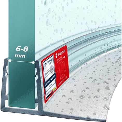 STEIGNER Duschdichtung, 160cm, Glasstärke 6/7/ 8 mm, Vorgebogene PVC Ersatzdichtung für Runddusche, UK02