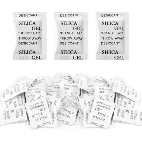 100 Pcs Sachets DéShydratants Absorbeur d'humidité Gel de Silice Sachet anti Humidité Déshydratant (1/4)