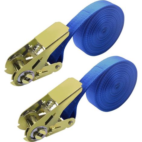 2x sangles d'arrimage avec cliquet 6m Bleu, 800kg sangles d'arrimage pour voiture, moto, remorque