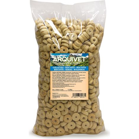 ARQUIVET Biscotti per Cani Natural Rings 2,5 kg - Snack per Cani - Chuches, prelibatezze, premi, premi e palline per Cani - Snack per Cane (1/5)