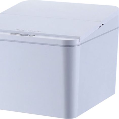 Multifunktionaler elektrischer, sensorgesteuerter Abfalleimer mit intelligenter Induktionsöffnung für Büro und Auto, 4 l, graues ABS, mit AAA-Batterien (1/4)