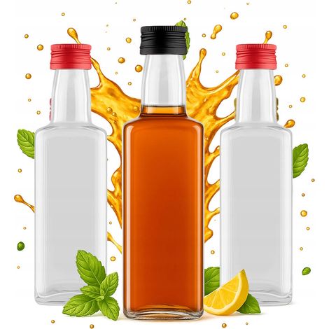 50 bottiglie di vetro da 250 ml per whisky, liquori, sciroppi, ideali come regalo. (1/5)