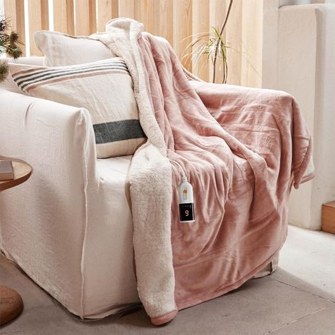Couverture Chauffante 130x180 cm - Flanelle plaid chauffant Rose (1/5)