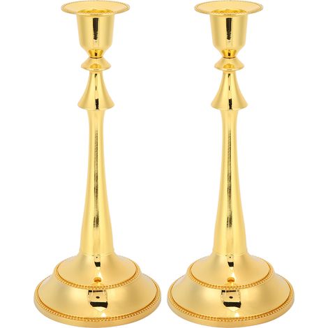 2Pcs Bougeoirs Design Moderne à Une Branche, Ornements Dorés pour Mariage et Décoration d'Intérieur (1/5)