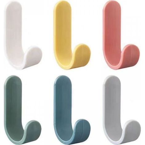 12 Pcs Colorful Self Adhesive Hooks, Bathroom Self Adhesive Wall Hooks Towel Hooks (1/5)