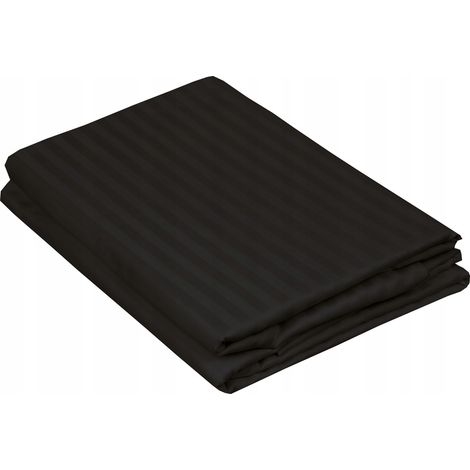 Sábana damasco de hotel 180x220 rayas tradicionales - negra (1/5)