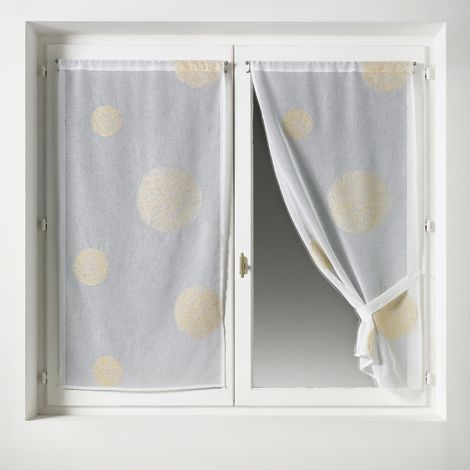 Petit Voilage Brodé fil lurex 'Ronds' Doré 60x160 cm