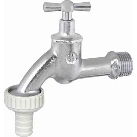 JS Grifo de jardín con racor para manguera, con cabezal de palanca, 1/2'', cromo mate, 0017301520001