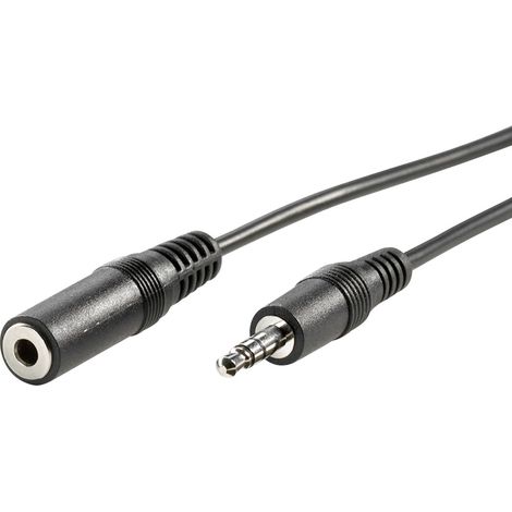 Rallonge Value 11.99.4353 Jack audio [1x Jack mâle 3.5 mm - 1x Jack femelle 3.5 mm] 3.00 m noir blindé Y157252