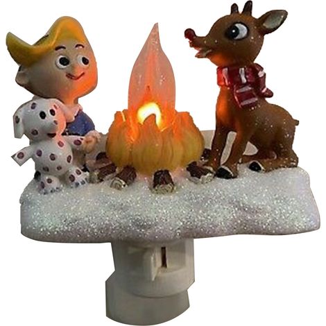 Weihnachtsnachtlicht mit funkelndem Lagerfeuereffekt, aus Kunstharz, Steckernetzteil, Weihnachtsdekoration (1/5)