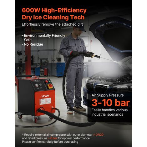 Machine de Projection de Glace Sèche, Capacité 5 kg, Machine de Nettoyage Cryogénique 4 Buses, Pression Quantité Réglables, Nettoye… (1/5)