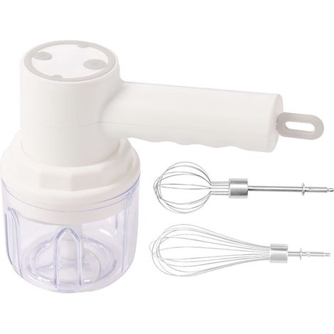 Batteur Électrique À Main - 3 Vitesses - Sans Fil - Pour Crème Gâteaux Biscuits - Avec 2 Fouets Et Séparateur Blancs - 1 Pièce (1/5)