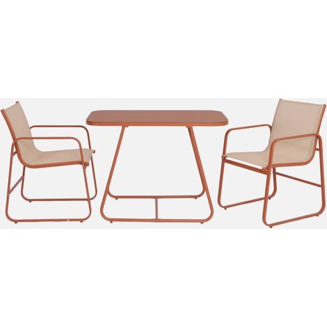 Mesa de jardín de acero con 2 asientos (1/5)