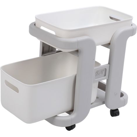 Chariot utilitaire roulant multifonctionnel à grande capacité avec tiroirs et deux niveaux, idéal pour la cuisine ou le bureau. (1/5)